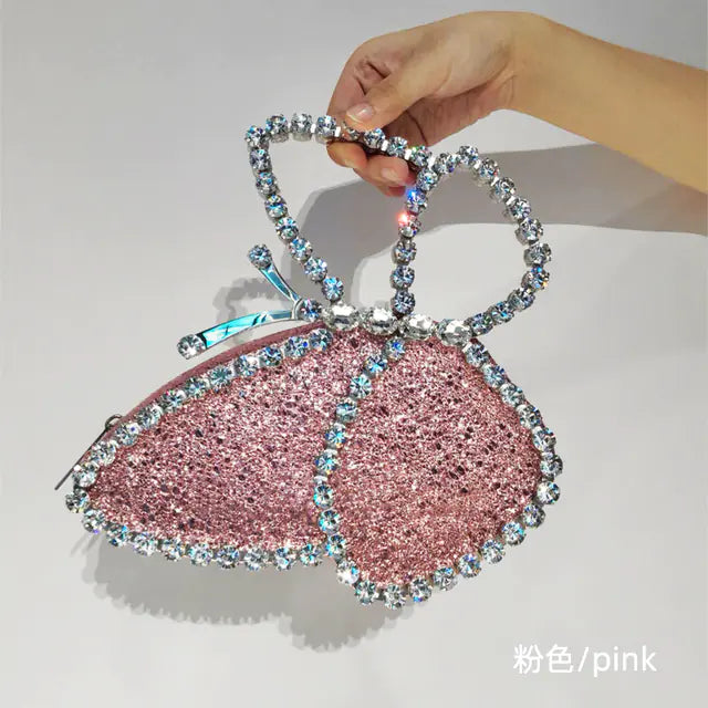 Luxury Rhinestone Butterfly Clutch Bag for Women