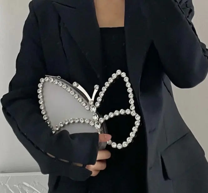 Luxury Rhinestone Butterfly Clutch Bag for Women