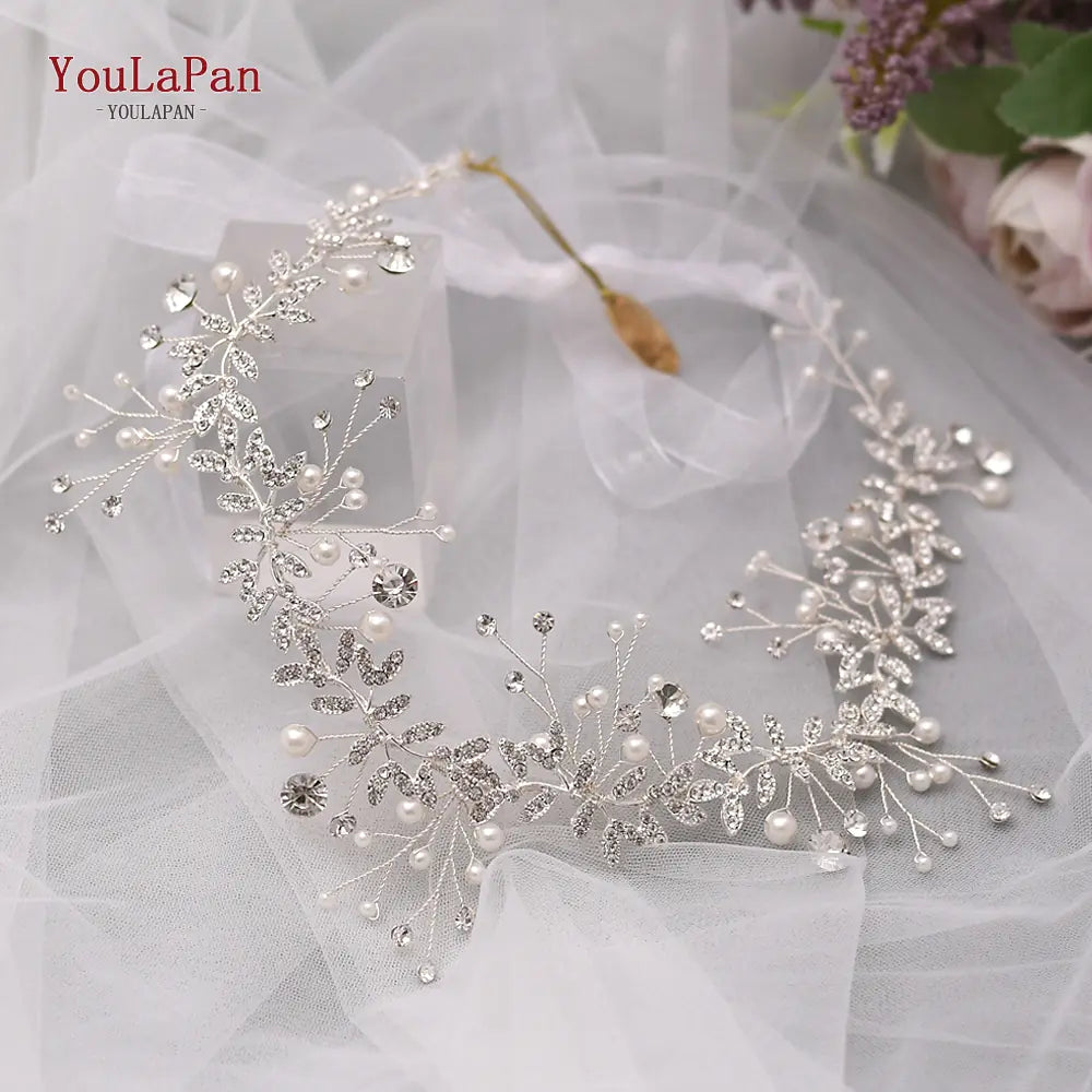 White Handmade Crystal Pearl Bridal Hair Piece