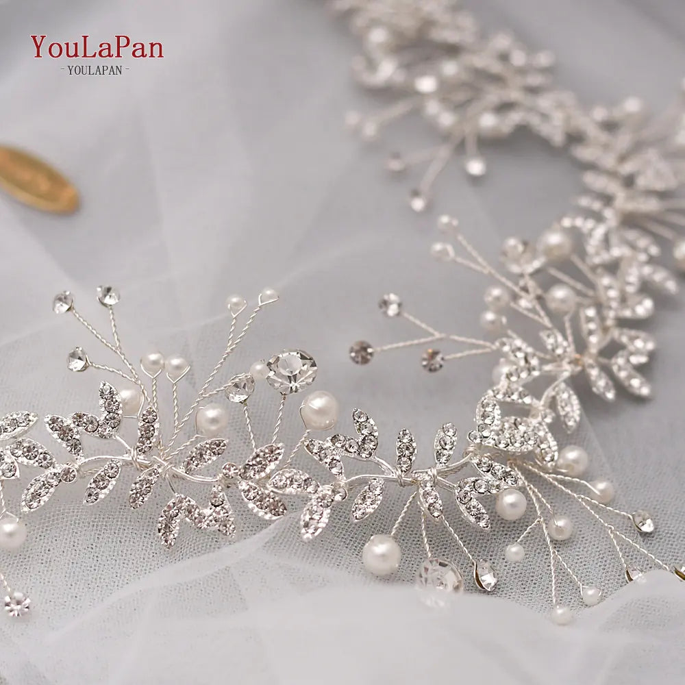 White Handmade Crystal Pearl Bridal Hair Piece