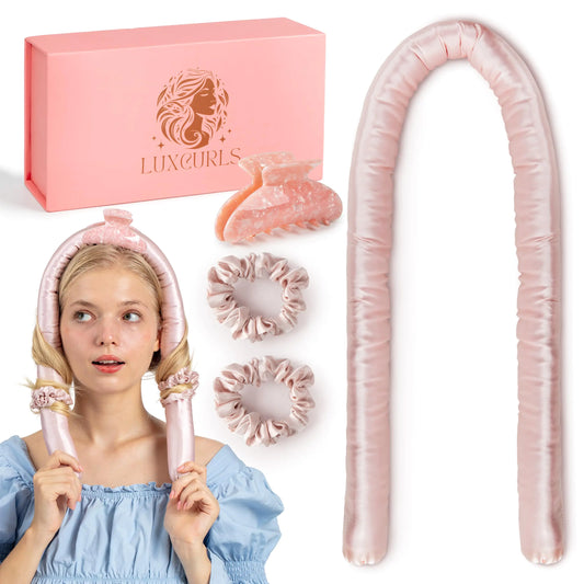 Heatless Hair Curler Set - Silk Curling Rods with Scrunchies & Claw Clip