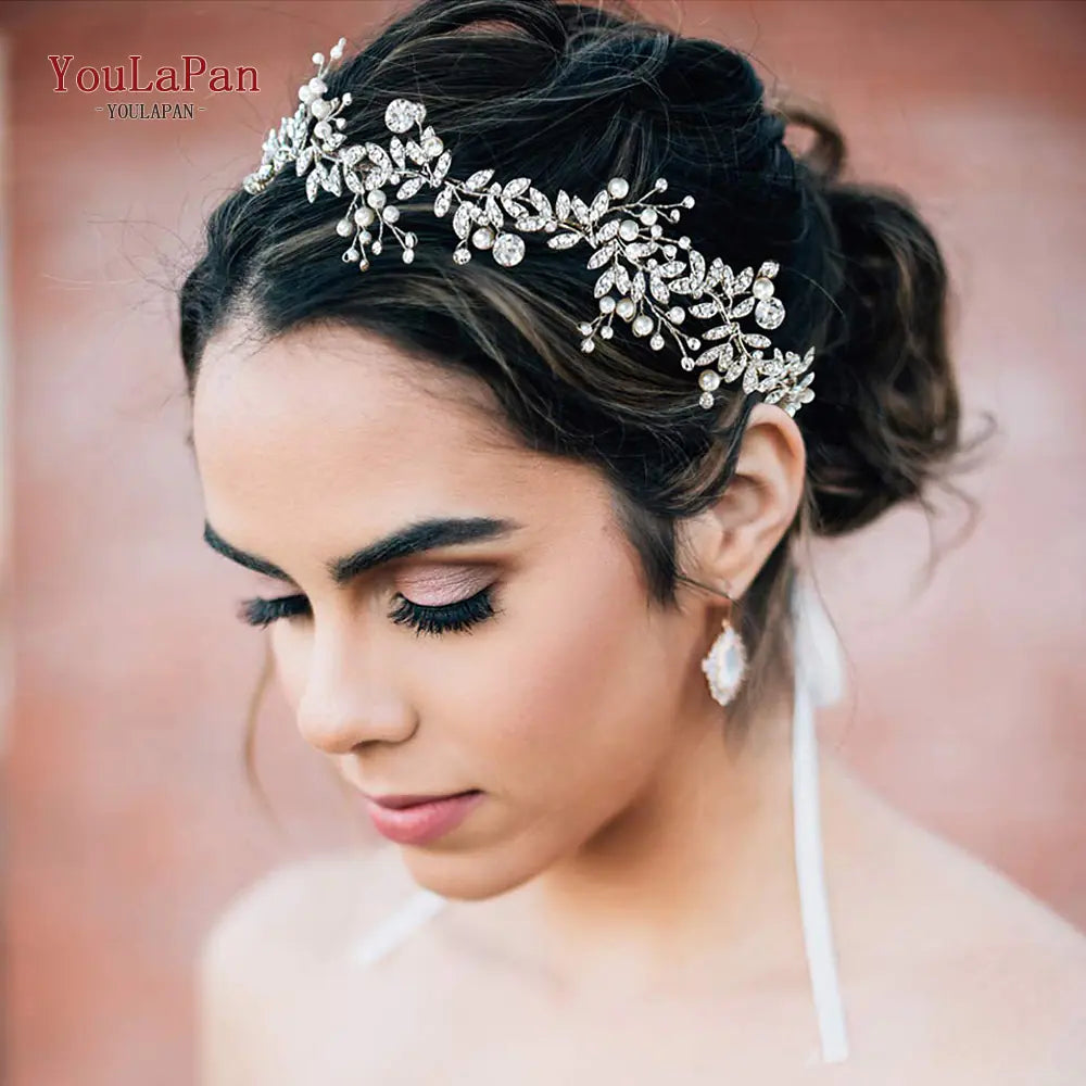 White Handmade Crystal Pearl Bridal Hair Piece