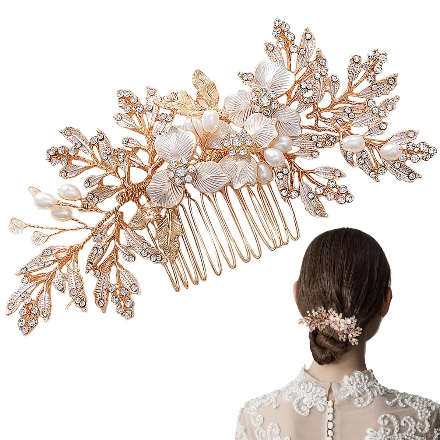 Handmade Rhinestone Wedding Hair Comb Leaf / Bridesmaids/Party Headpiece