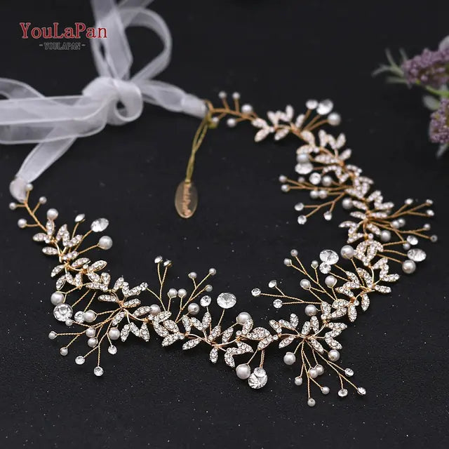 White Handmade Crystal Pearl Bridal Hair Piece