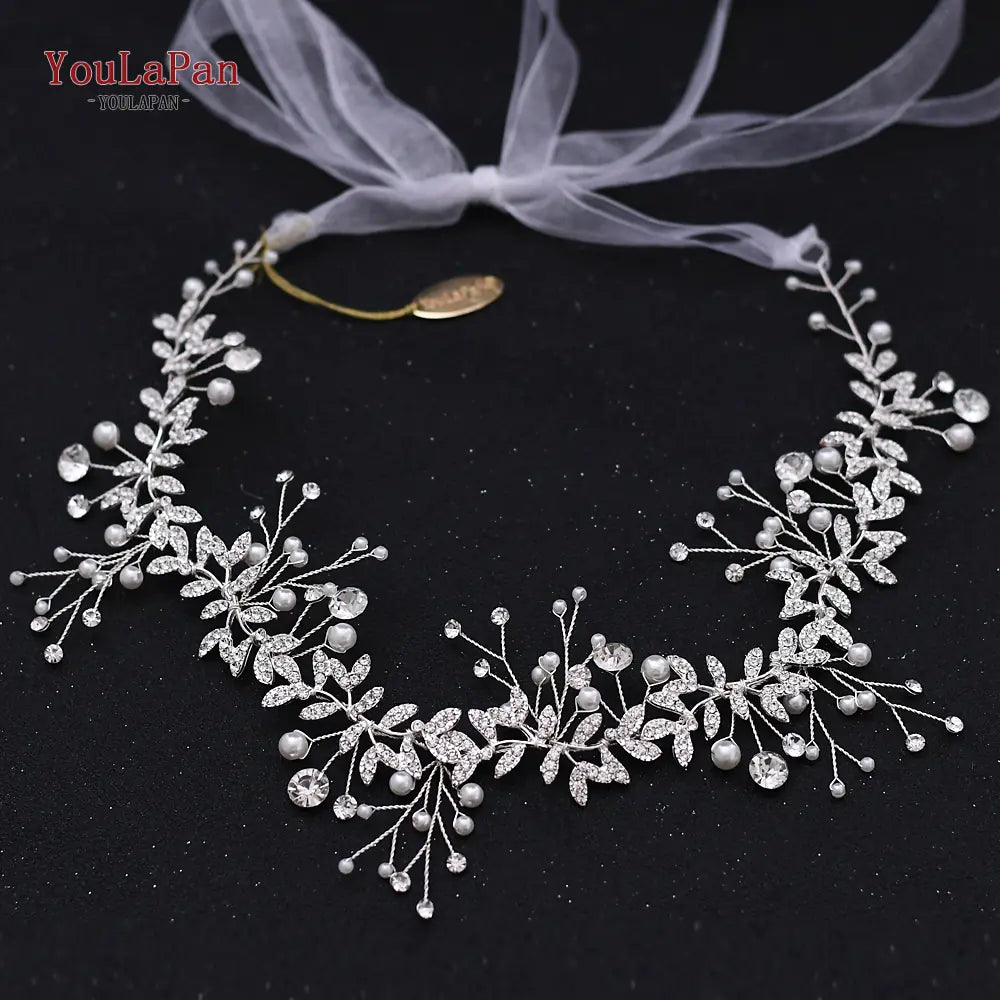 White Handmade Crystal Pearl Bridal Hair Piece