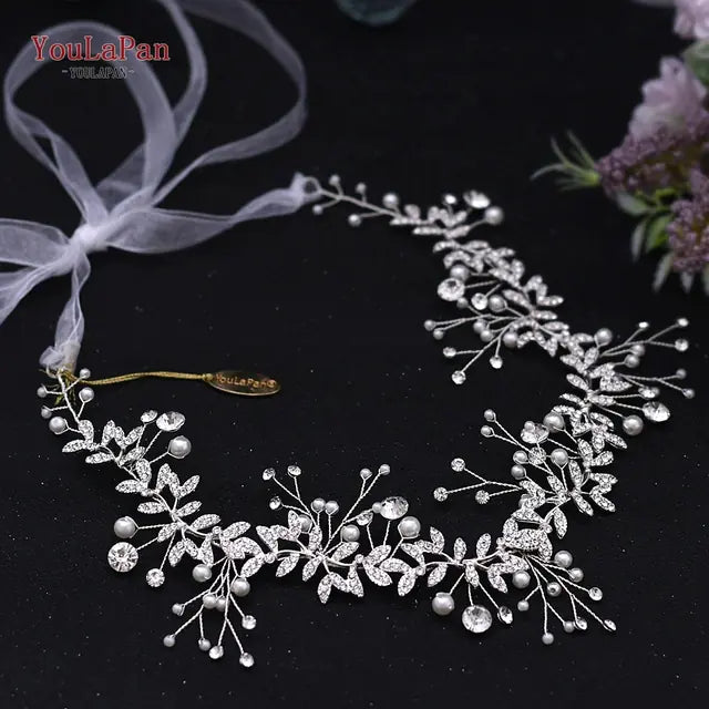 White Handmade Crystal Pearl Bridal Hair Piece