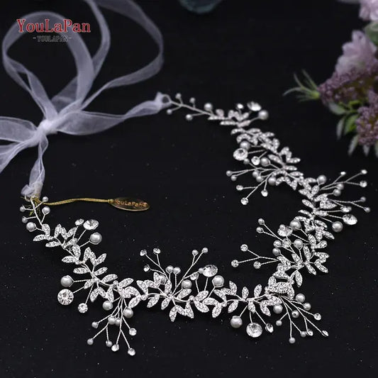 White Handmade Crystal Pearl Bridal Hair Piece