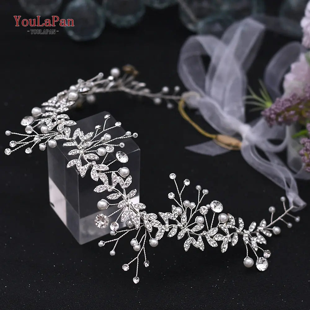 White Handmade Crystal Pearl Bridal Hair Piece